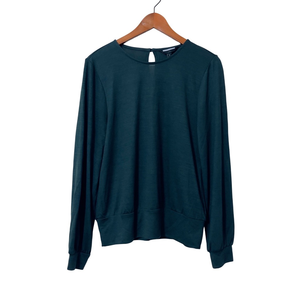 Banana Republic Women Luxespun Green Long Sleeve Keyhole Top Size M